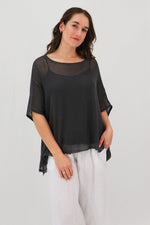 Rossana 2-piece Cotton Mesh Batwing Top