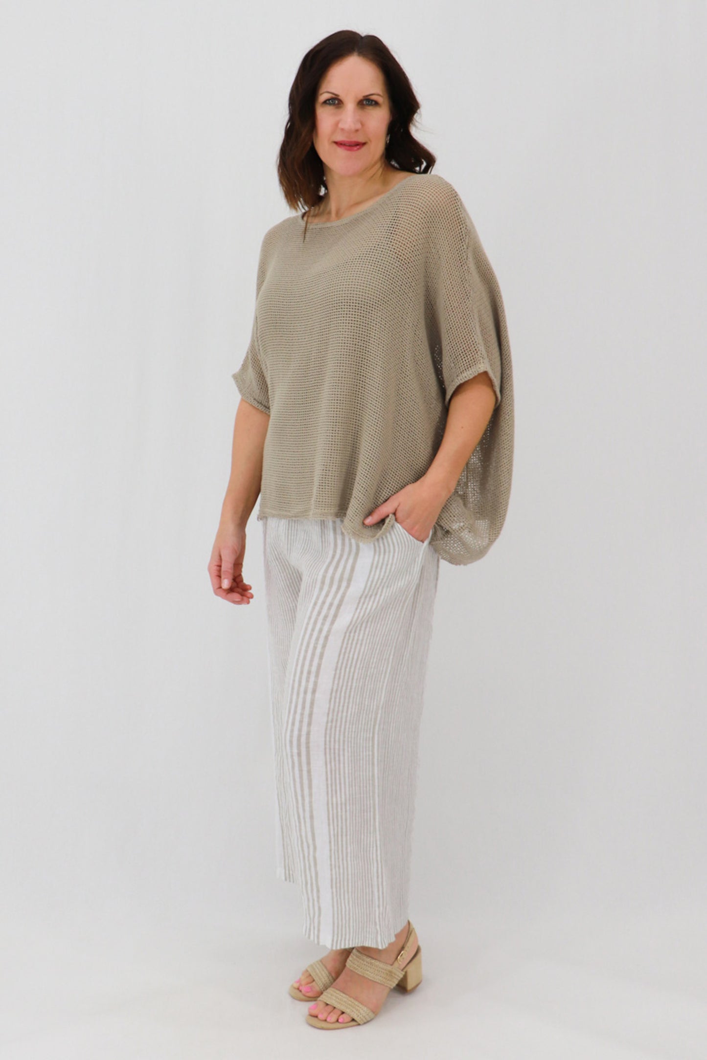 Rossana 2-piece Cotton Mesh Batwing Top