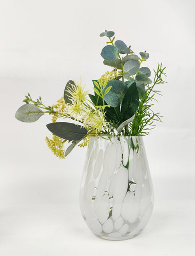 Tommy Speckle Glass Vase White Med 17cm